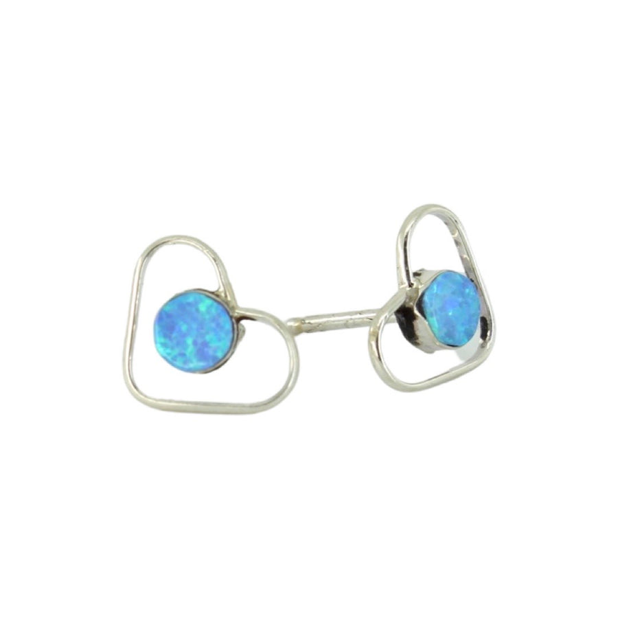 Light Blue Opal Heart Studs