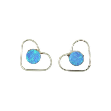 Light Blue Opal Heart Studs
