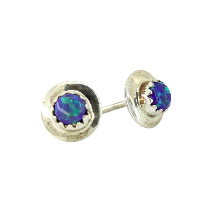 Sterling Round Purple Opal Studs