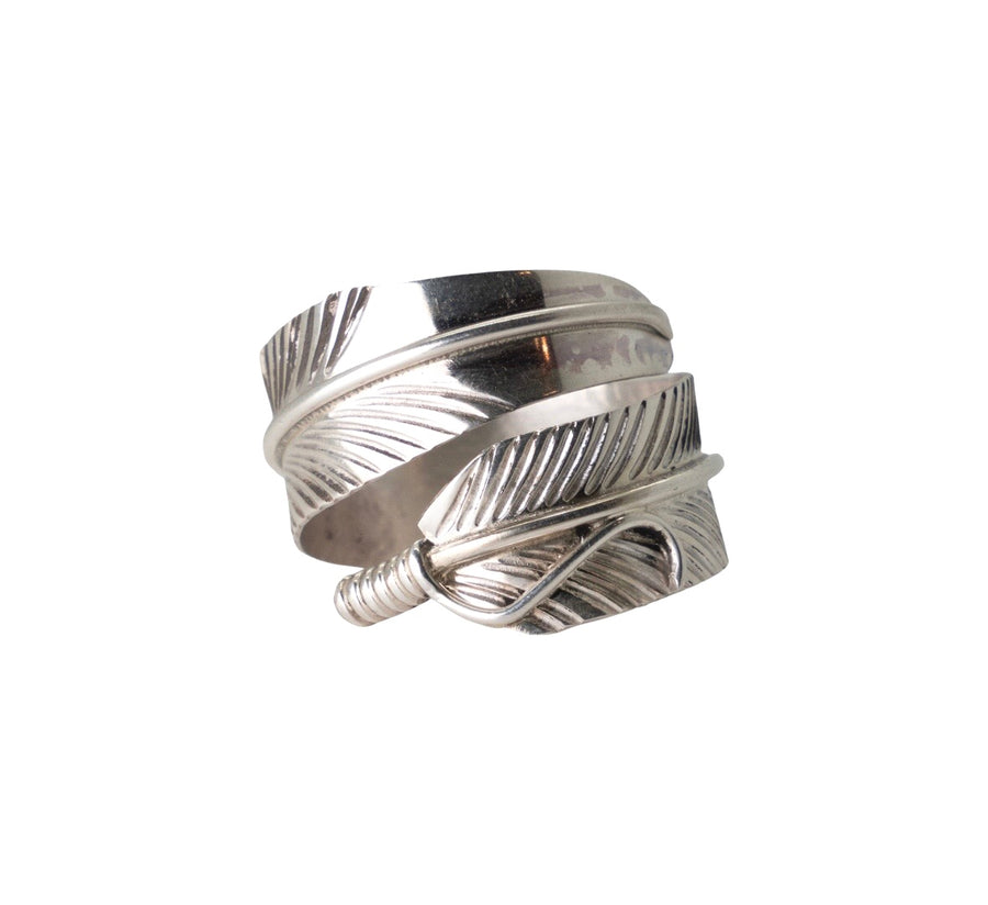 Sterling Feather Adjustable Ring