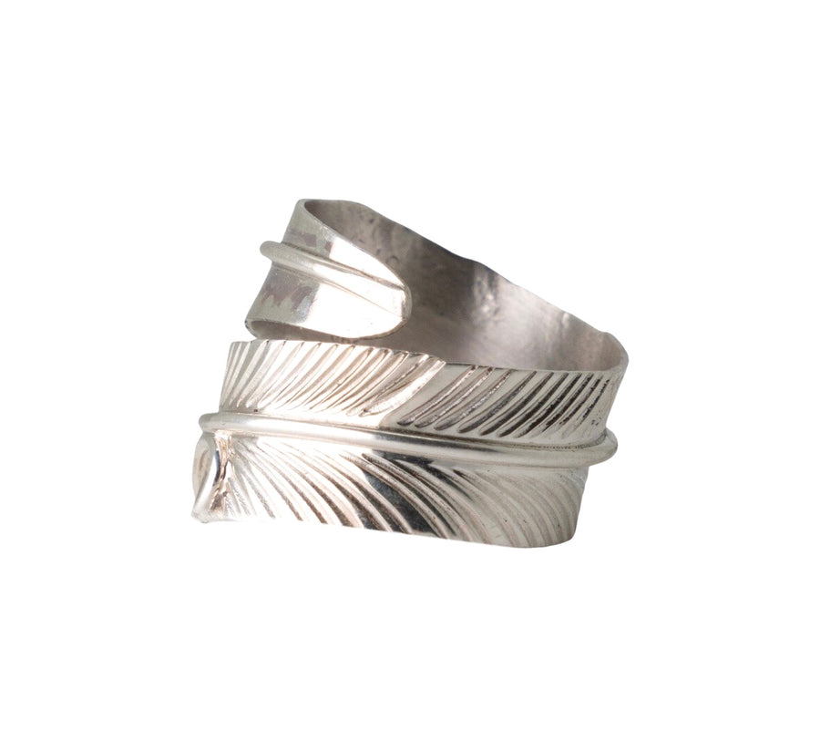 Sterling Feather Adjustable Ring