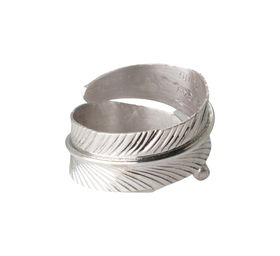 Sterling Feather Adjustable Ring