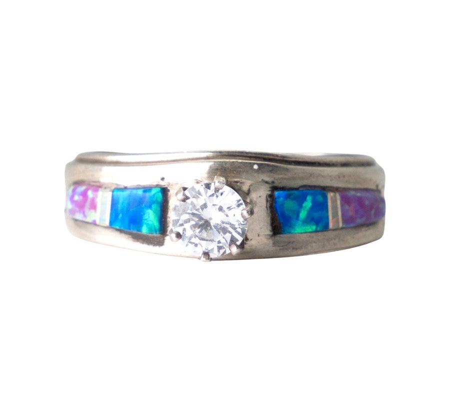 Blue and Purple Opal Wedding Ring