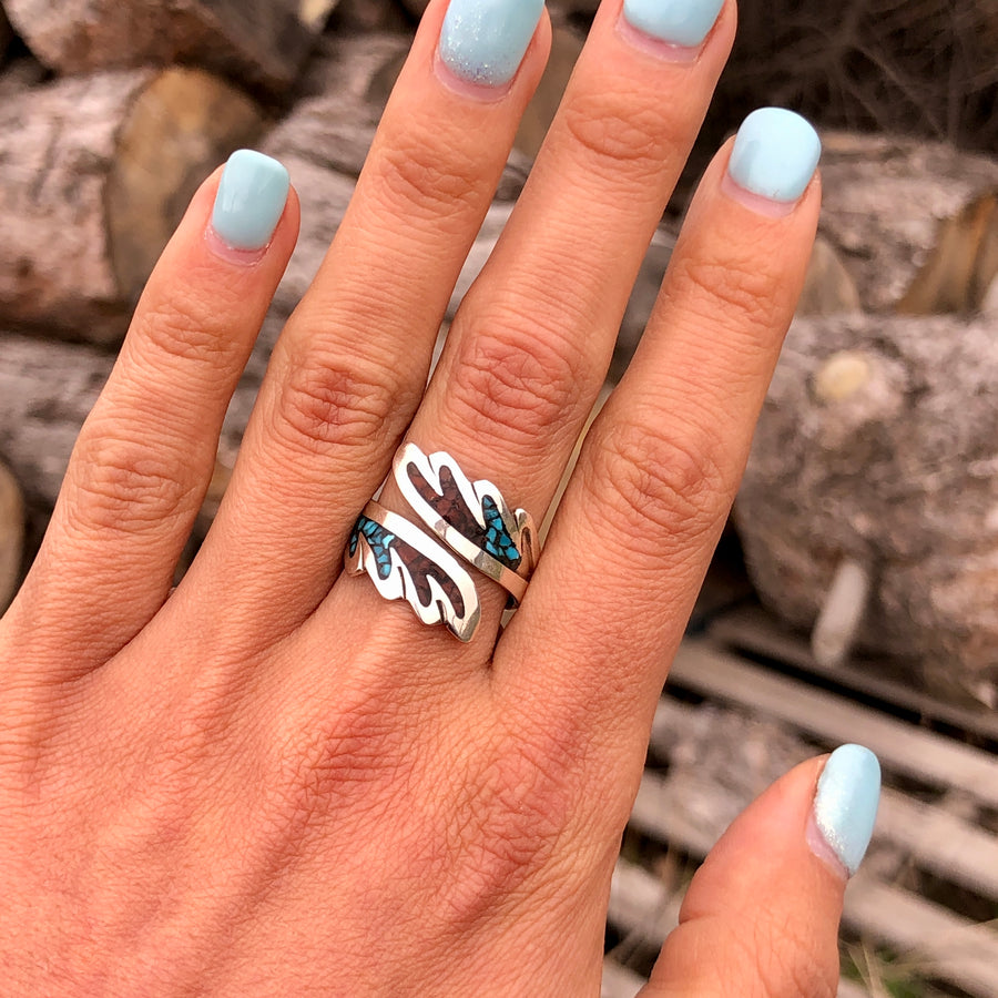 Coral and Turquoise Wave Ring