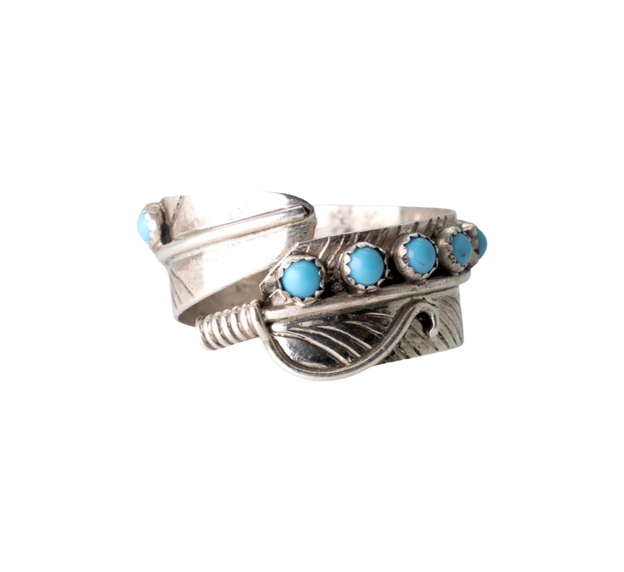 Turquoise Feather Wrap-around Ring