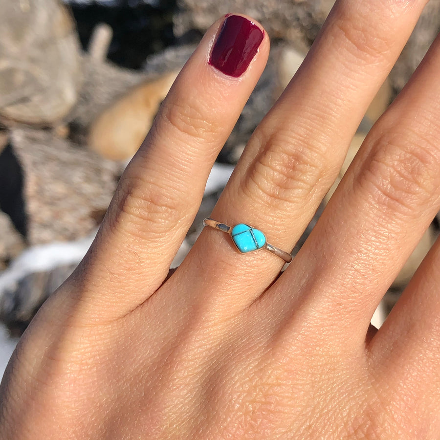 Dainty Turquoise Heart Ring