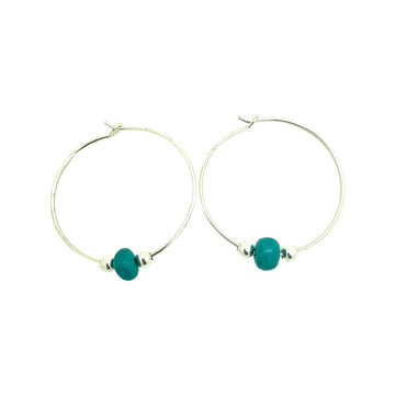 Sterling Dainty Turquoise Hoops