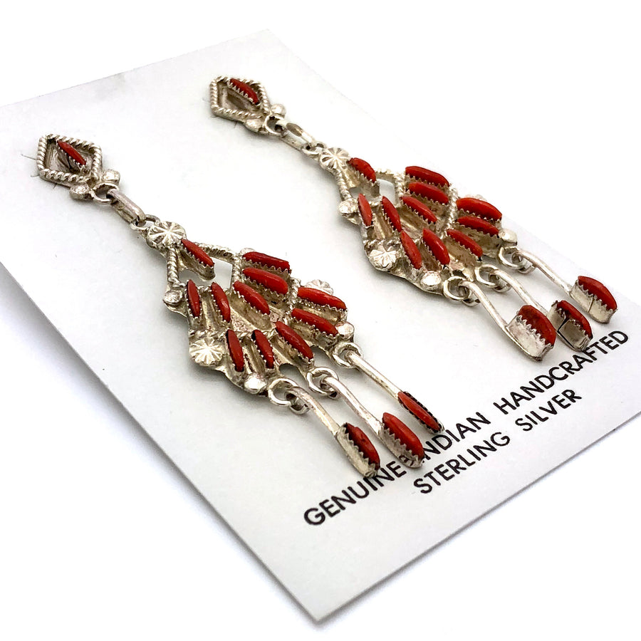 Coral Needle Point Earrings