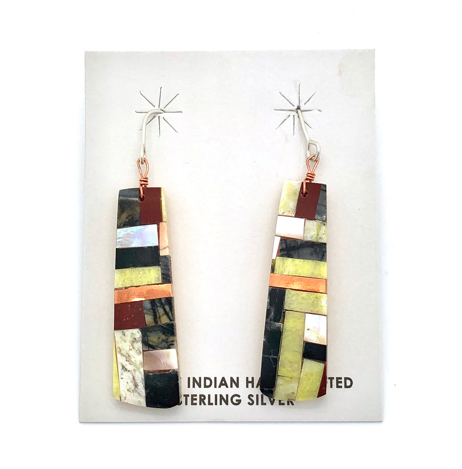 Inlay and Brass Earring
