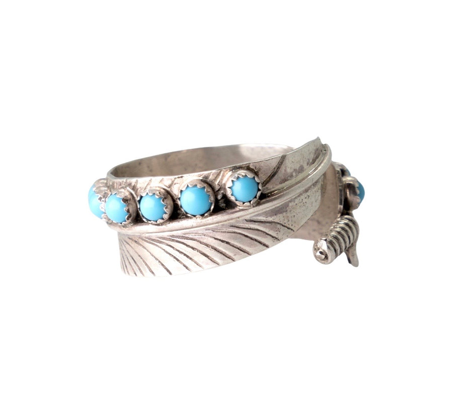 Turquoise Feather Wrap-around Ring