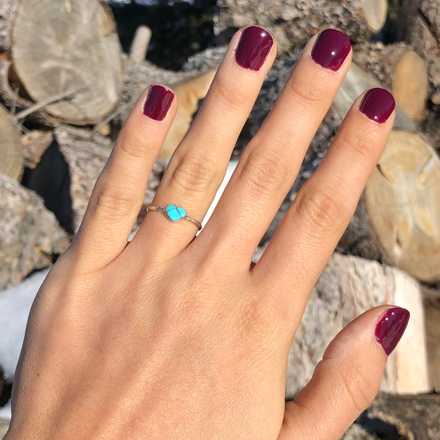 Dainty Turquoise Heart Ring