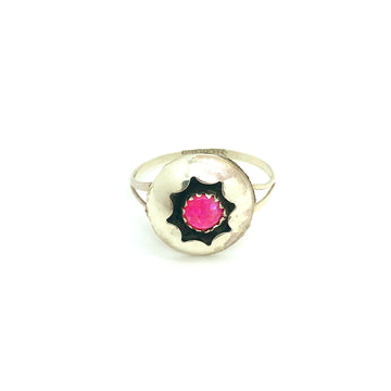 Hot Pink Opal Sun Ring