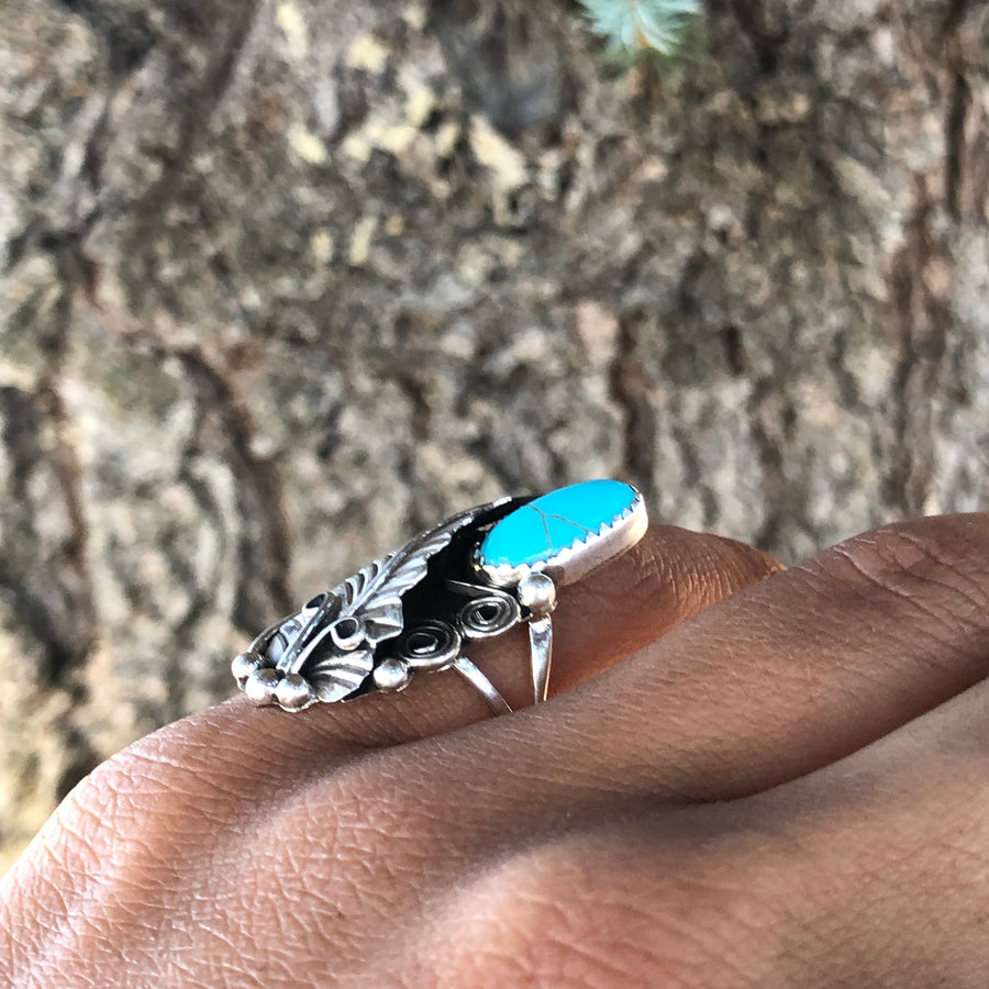 Feather and Turquoise Ring