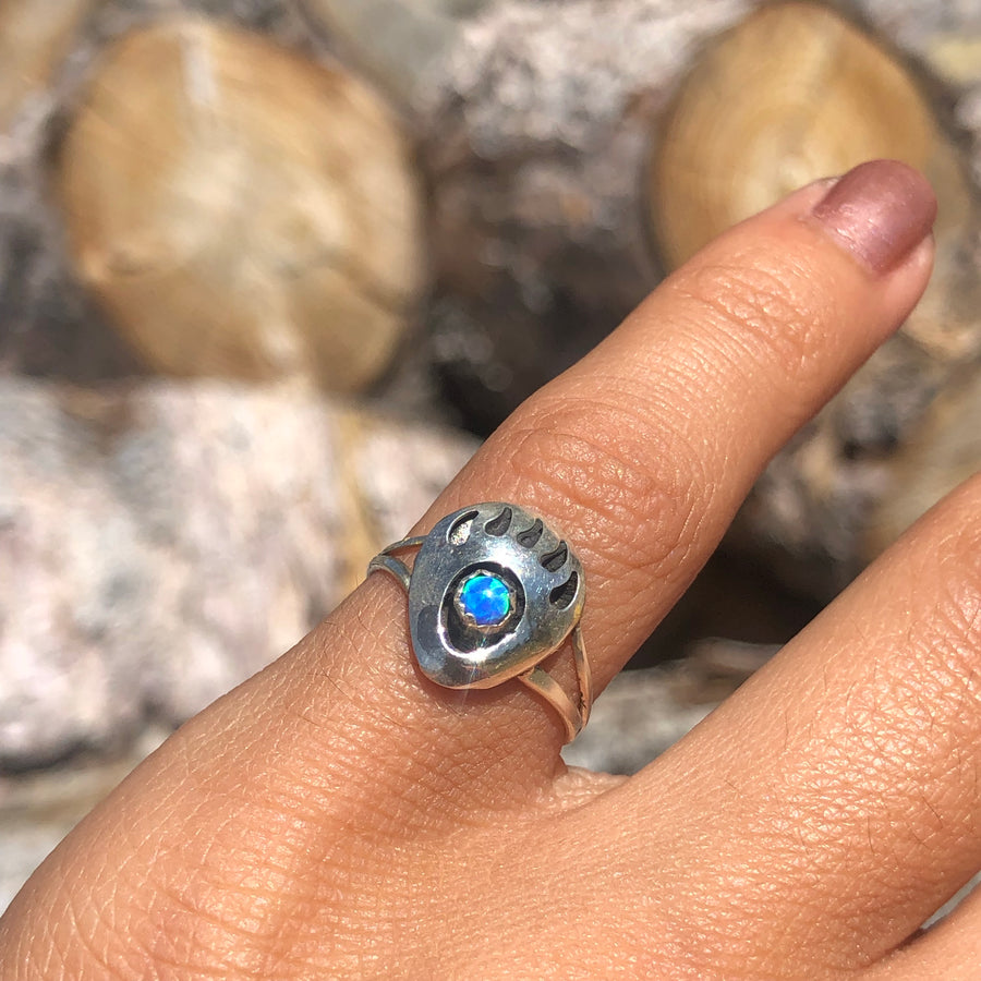 Blue Opal Bear Claw Ring