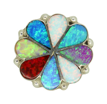 Multi Opal Flower Blossom Ring