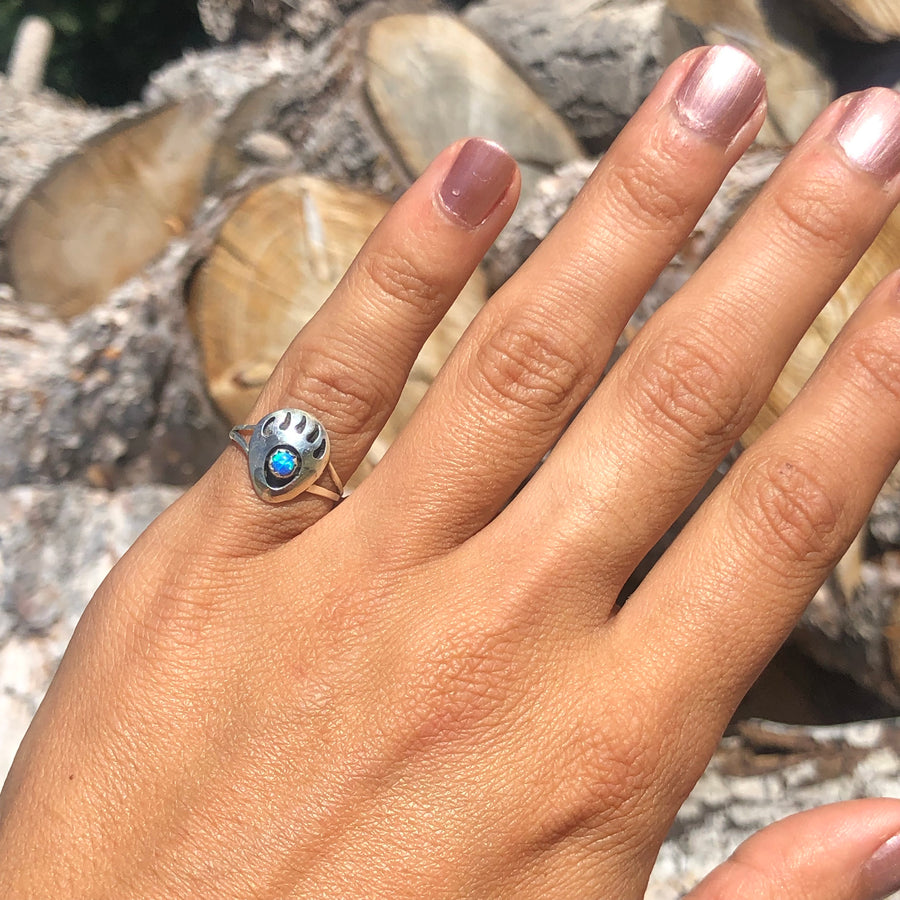 Blue Opal Bear Claw Ring