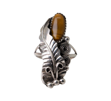 Tiger Eye Feather Ring
