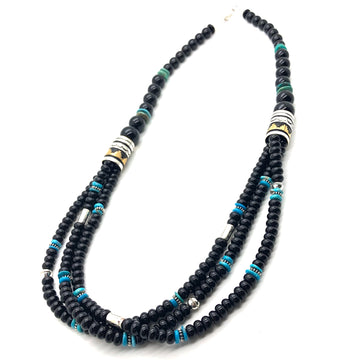 Onyx and Turquoise Singer Necklace