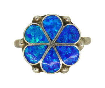Blue Opal Blossom Ring