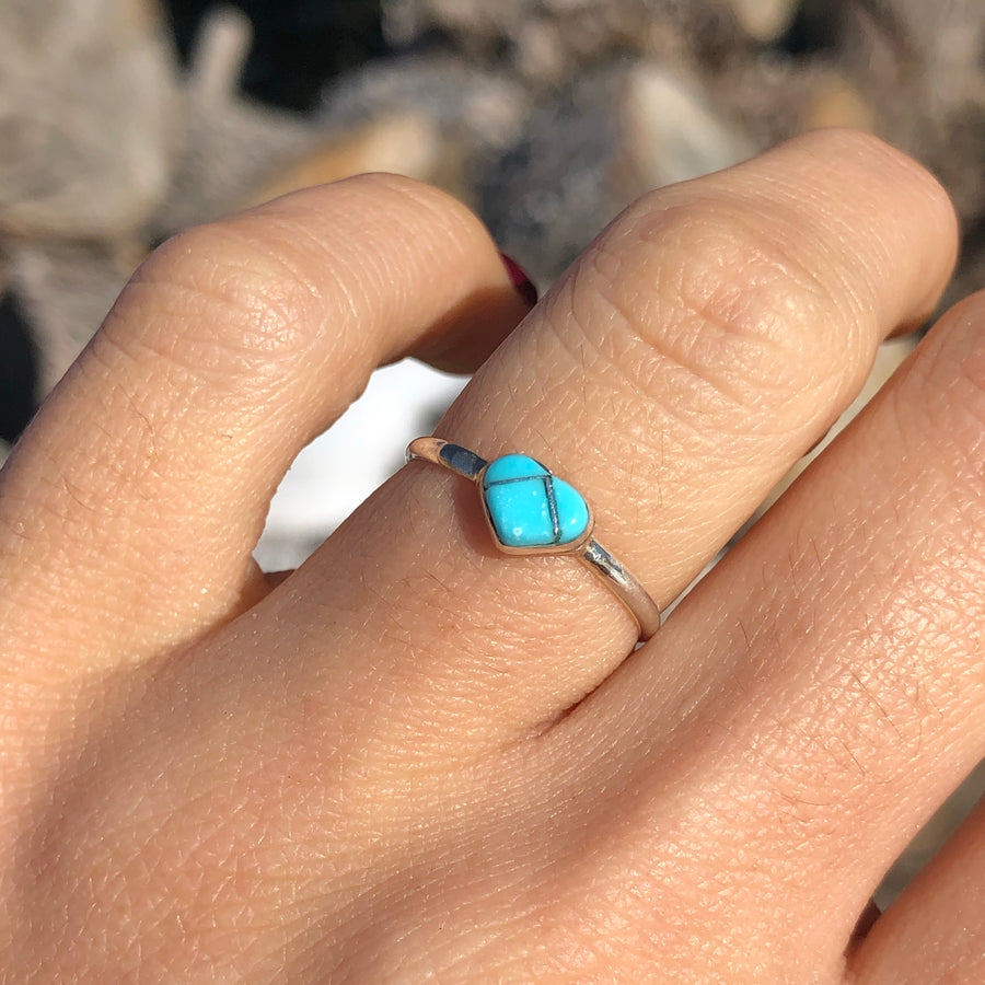 Dainty Turquoise Heart Ring