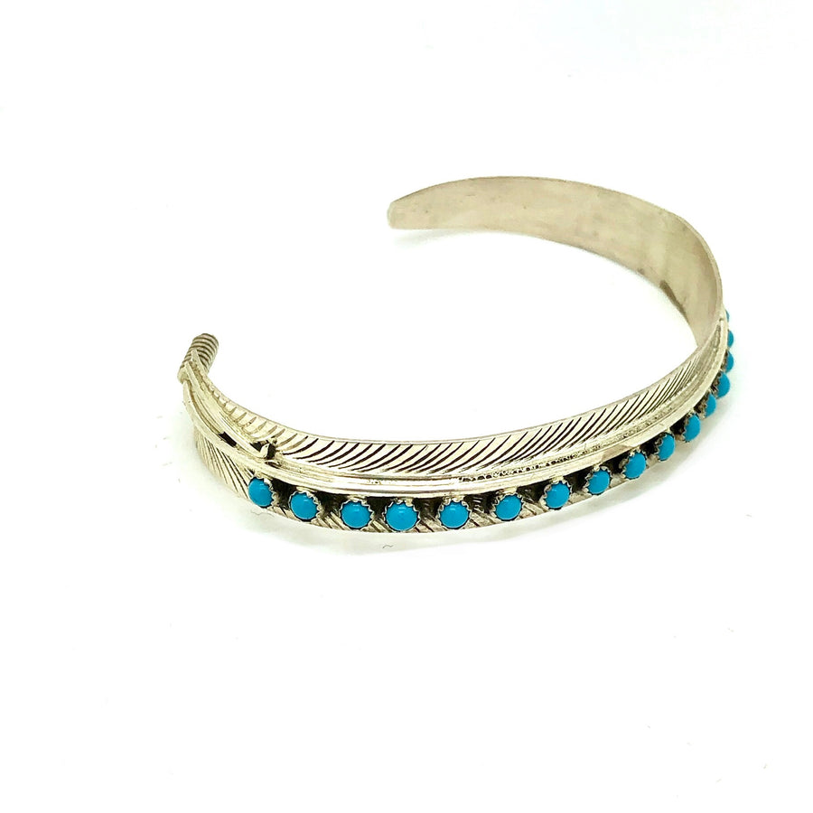 Feather and Turquoise Dot Bracelet