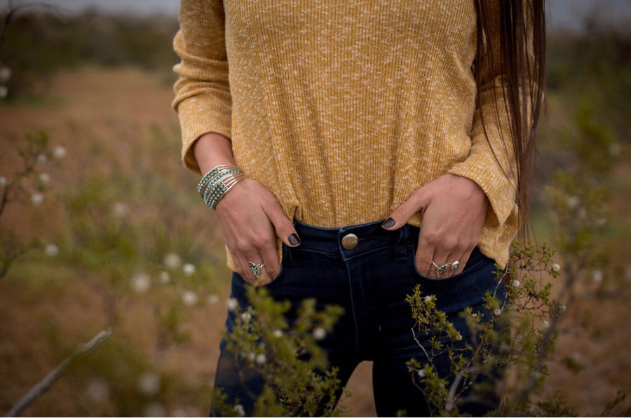 Feather and Turquoise Dot Bracelet