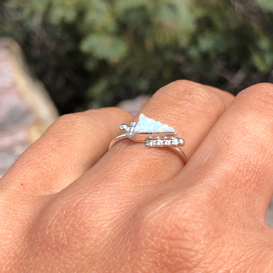 White Opal Arrow Ring