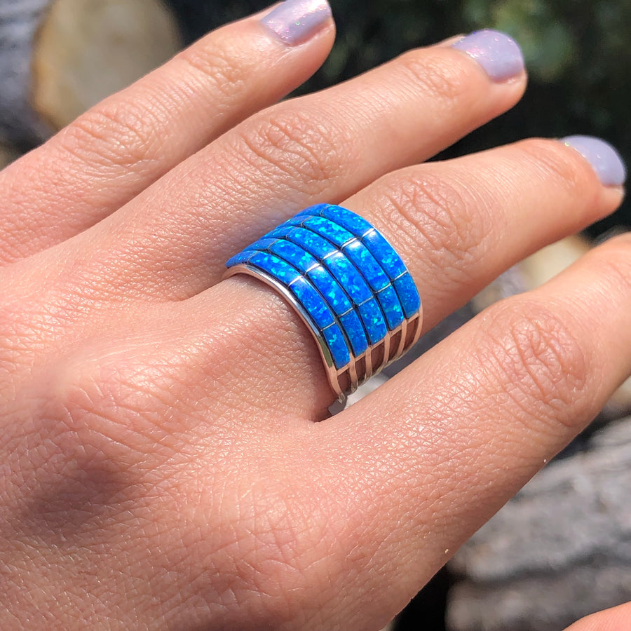 Blue Opal Stacked Ring