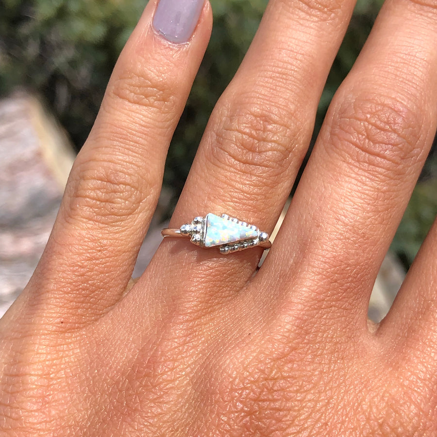 White Opal Arrow Ring