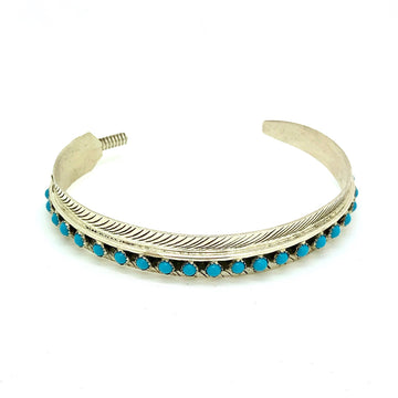 Feather and Turquoise Dot Bracelet