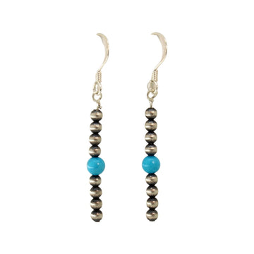 Turquoise Navajo Pearl Drop Earrings