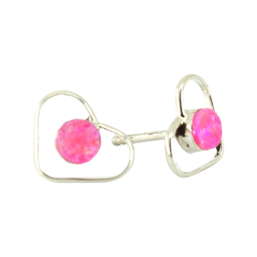 Pink Opal Heart Studs